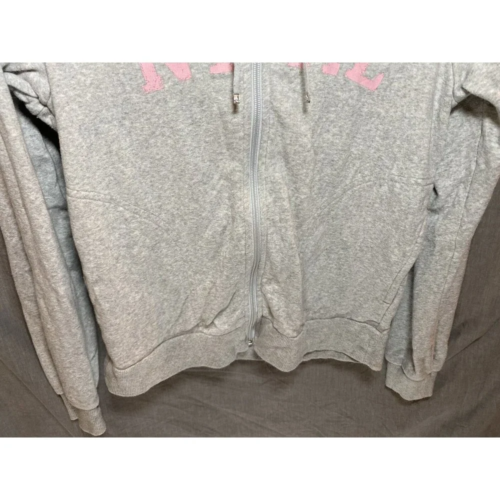 Nike Sweater Girls 8/10 Medium Grey Pink Full Zip Swoosh Hoodie‎ Kids Youth